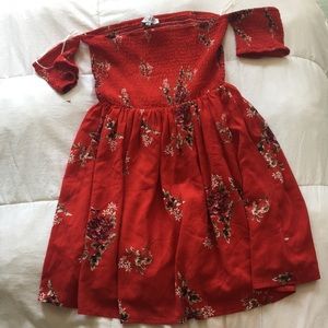 Red floral dress